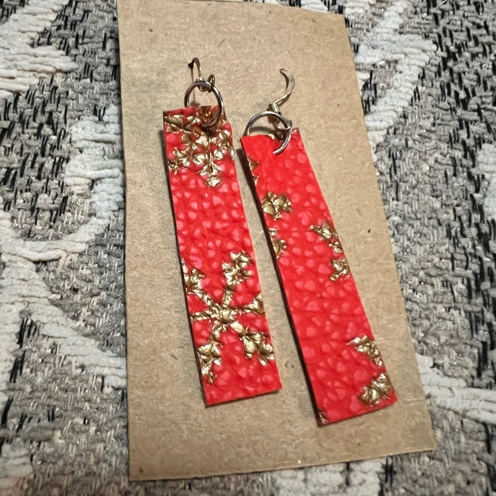 Skinny Christmas snowflake earrings